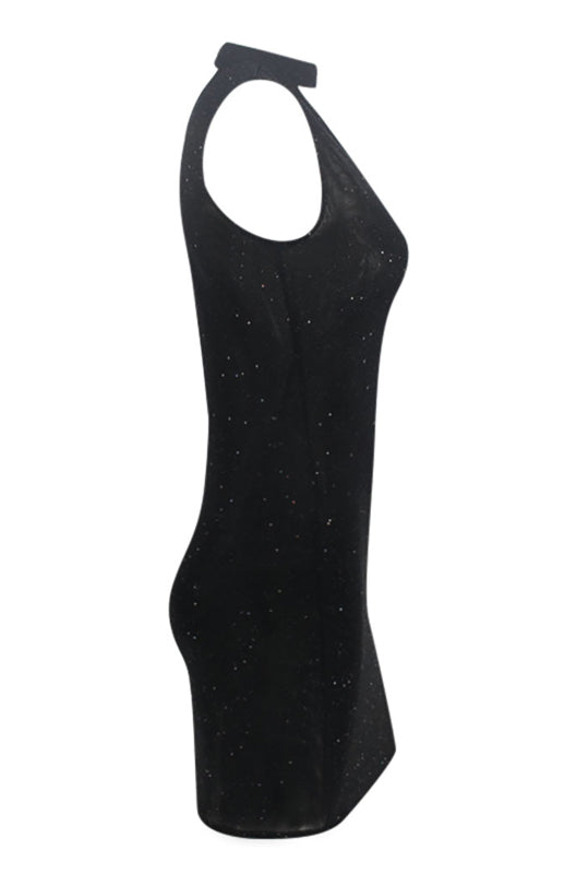 Women's Sexy Nightclub Hot Drill Sleeveless One Shoulder Halter Pack Hip Dress Shello Creative Boutique