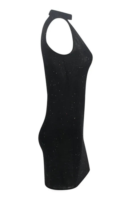 Women's Sexy Nightclub Hot Drill Sleeveless One-Shoulder Halter Dress - Shello's Creative Boutique
