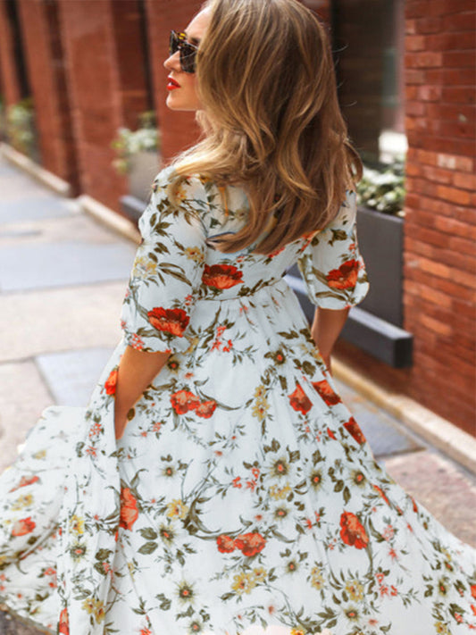 Bohemian Holiday Dress Floral printed Shello's Creative Boutique