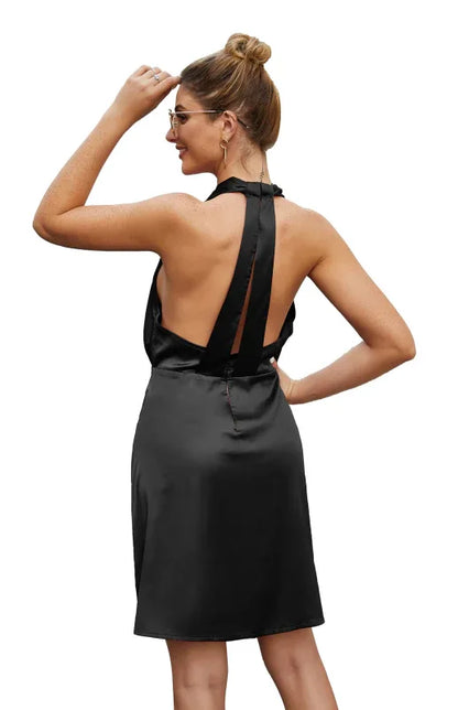 Sexy Backless Satin Dress - Women's Spring Evening Gown - Shello's Creative Boutique