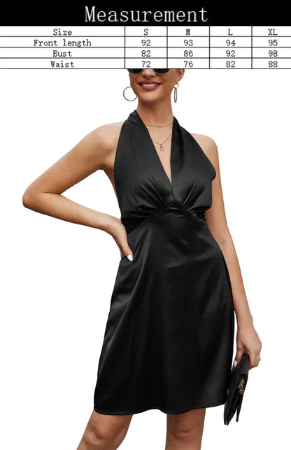 Sexy Backless Satin Dress - Women's Spring Evening Gown - Shello's Creative Boutique