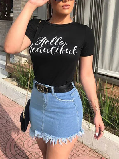 Women's Retro Fringe Pack Hip Denim Short Skirt - Shello's Creative Boutique