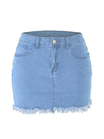 Women's Retro Fringe Pack Hip Denim Short Skirt - Shello's Creative Boutique