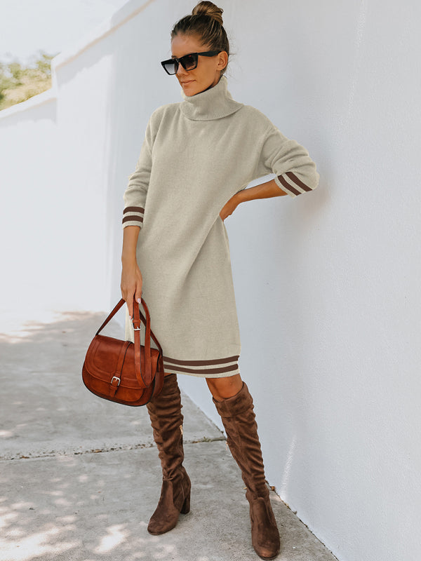 Women's high neck long sleeve skirt knitted dress Shello's Creative Boutique