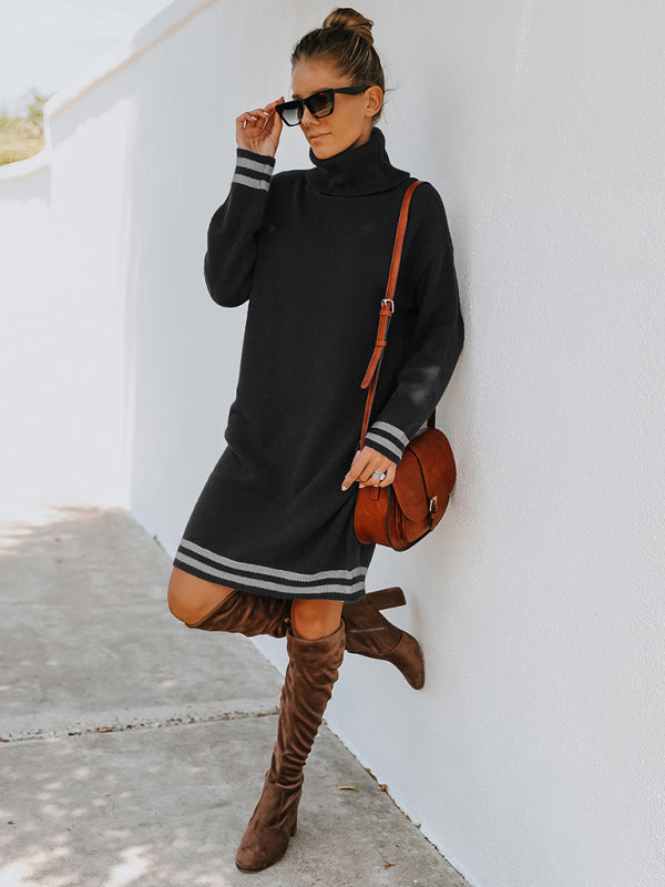 Women's high neck long sleeve skirt knitted dress Shello's Creative Boutique