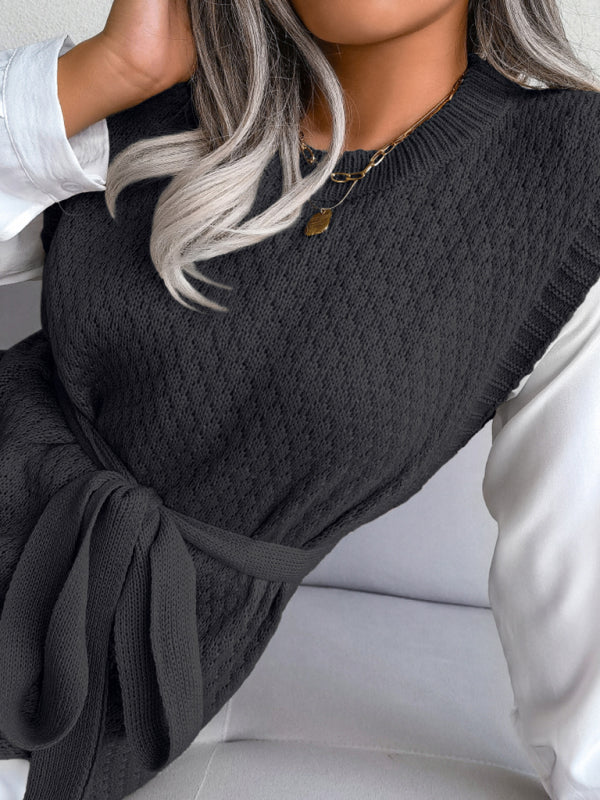 Women's casual belt vest wool skirt knitted dress Shello's Creative Boutique