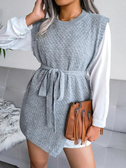 Women's Knitted Dress - Casual Belt Vest Wool Skirt for Effortless Elegance - Shello's Creative Boutique