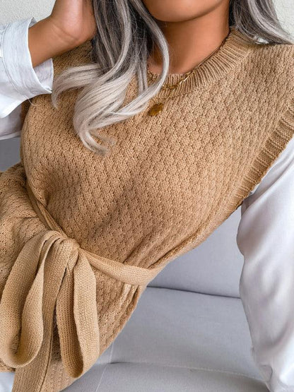 Women's Knitted Dress - Casual Belt Vest Wool Skirt for Effortless Elegance - Shello's Creative Boutique