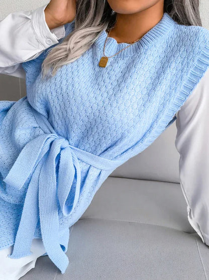 Women's Knitted Dress - Casual Belt Vest Wool Skirt for Effortless Elegance - Shello's Creative Boutique