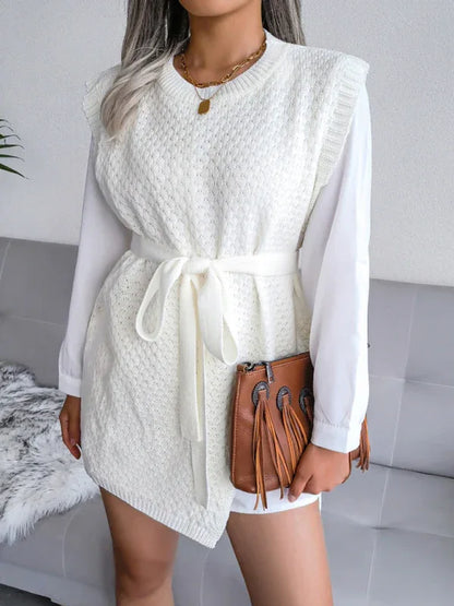 Women's Knitted Dress - Casual Belt Vest Wool Skirt for Effortless Elegance - Shello's Creative Boutique