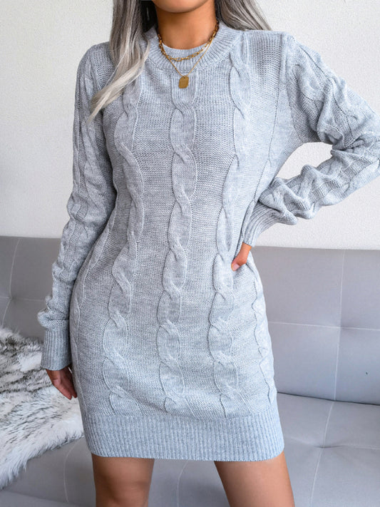 Women's fried dough twist buttock wrapped wool dress knitted dress Shello's Creative Boutique