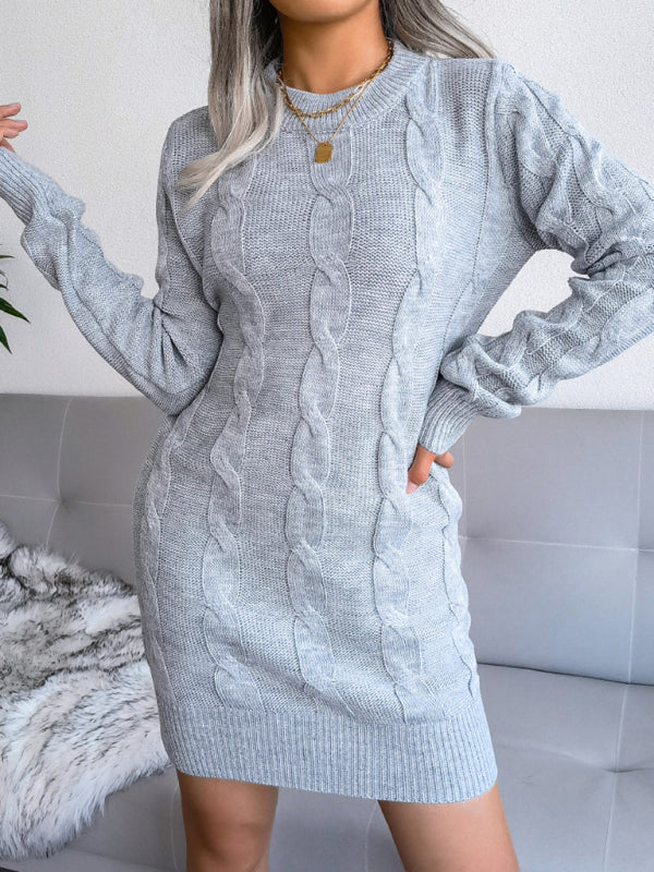 Women's fried dough twist buttock wrapped wool dress knitted dress Shello's Creative Boutique
