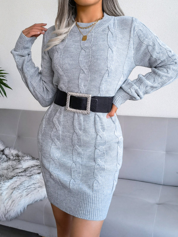 Women's fried dough twist buttock wrapped wool dress knitted dress Shello's Creative Boutique