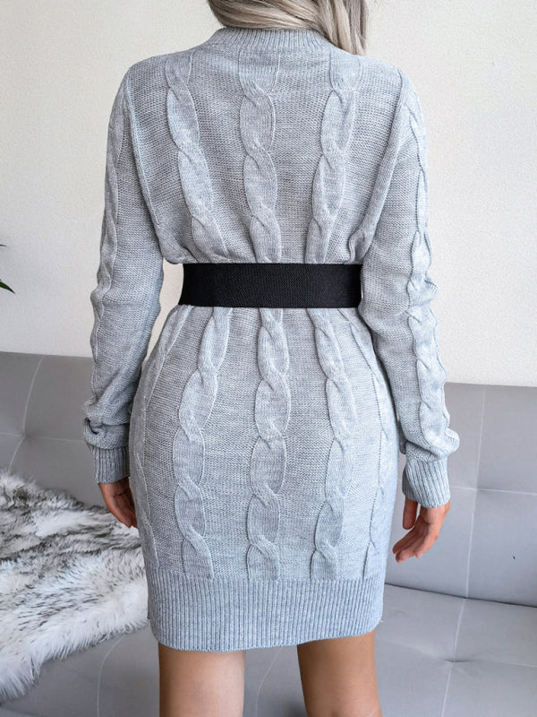 Women's fried dough twist buttock wrapped wool dress knitted dress Shello's Creative Boutique
