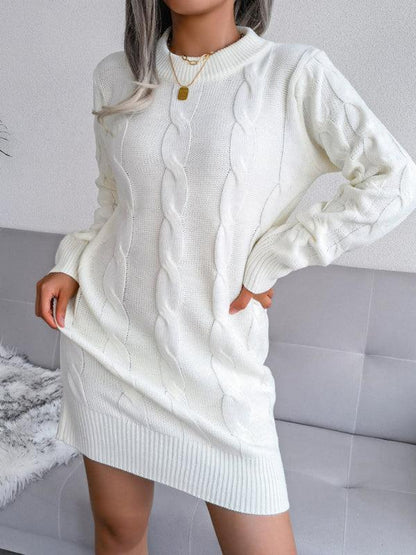 Women's Knitted Dress with Fried Dough Twist Buttock Wrap in Wool - Shello's Creative Boutique