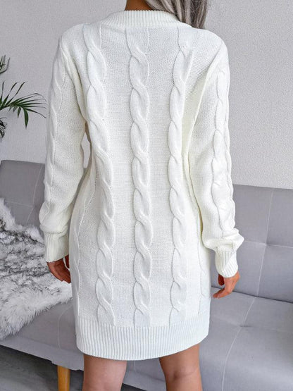 Women's Knitted Dress with Fried Dough Twist Buttock Wrap in Wool - Shello's Creative Boutique