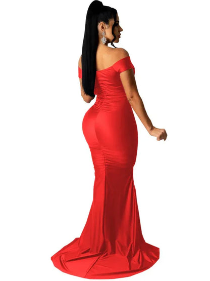 Women's V Neck Ruched Dress - Solid Colour Skinny Big Style - Shello's Creative Boutique