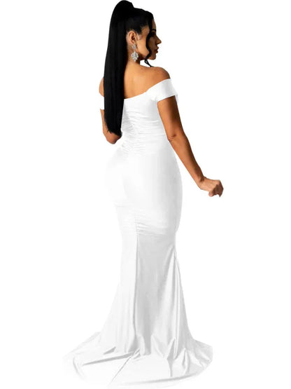 Women's V Neck Ruched Dress - Solid Colour Skinny Big Style - Shello's Creative Boutique