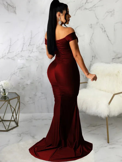Women's V Neck Ruched Dress - Solid Colour Skinny Big Style - Shello's Creative Boutique