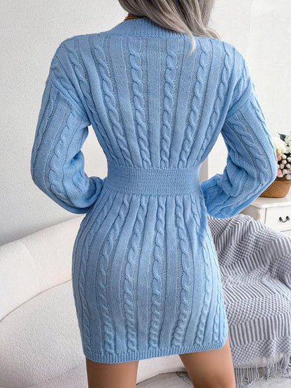 Women's Fashion Waist-Closing Fried Dough Twist Buttock Wrap Fur Dress - Shello's Creative Boutique