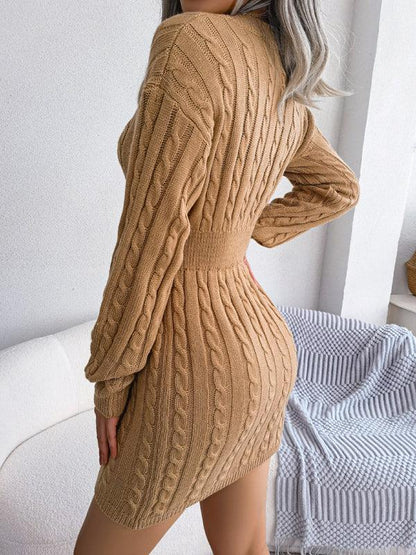 Women's Fashion Waist-Closing Fried Dough Twist Buttock Wrap Fur Dress - Shello's Creative Boutique