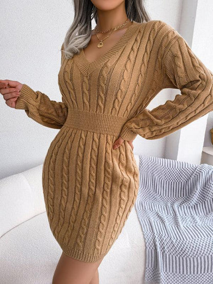 Women's Fashion Waist-Closing Fried Dough Twist Buttock Wrap Fur Dress - Shello's Creative Boutique