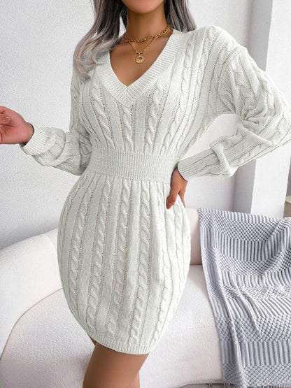 Women's Fashion Waist-Closing Fried Dough Twist Buttock Wrap Fur Dress - Shello's Creative Boutique
