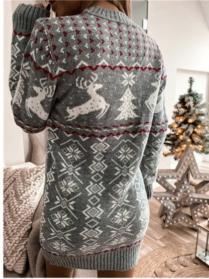 Shello's Creative Boutique Women's Skinny Sexy Christmas Jacquard Long Sleeve Dress - Shello's Creative Boutique