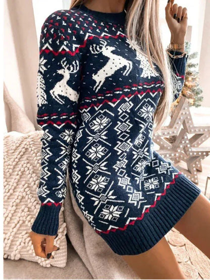 Shello's Creative Boutique Women's Skinny Sexy Christmas Jacquard Long Sleeve Dress - Shello's Creative Boutique