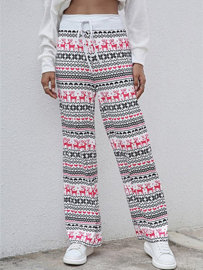 Women's Festival Pattern Knit Polyester Pants – Celebrate in Style & Comfort - Shello's Creative Boutique