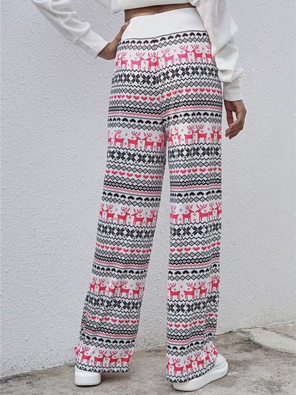Women's Festival Pattern Knit Polyester Pants – Celebrate in Style & Comfort - Shello's Creative Boutique