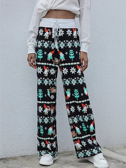 Women's Festival Pattern Knit Polyester Pants – Celebrate in Style & Comfort - Shello's Creative Boutique