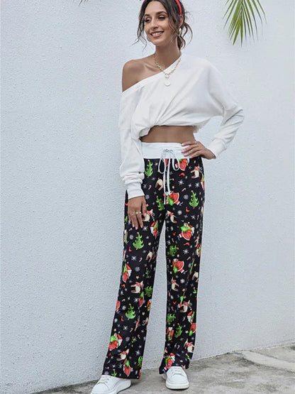 Women's Festival Pattern Knit Polyester Pants – Celebrate in Style & Comfort - Shello's Creative Boutique