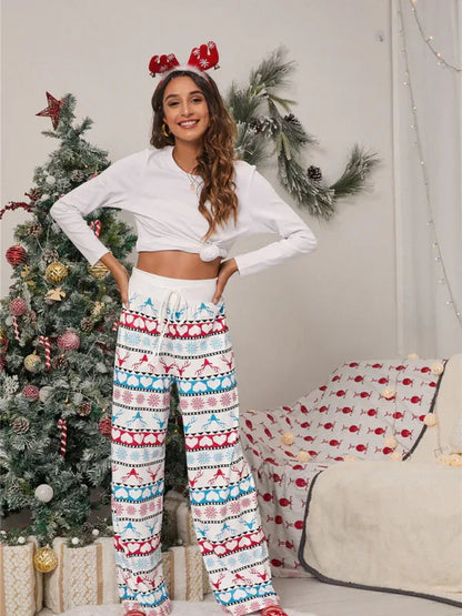 Women's Festival Pattern Knit Polyester Pants – Celebrate in Style & Comfort - Shello's Creative Boutique
