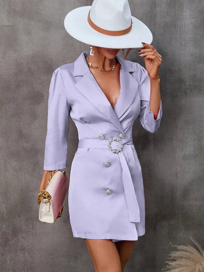 Women's Suit Dress with Belt – Timeless Elegance and Versatility - Shello's Creative Boutique