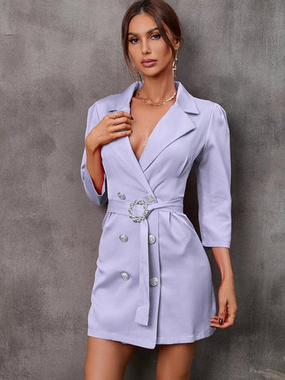 Women's Suit Dress with Belt – Timeless Elegance and Versatility - Shello's Creative Boutique