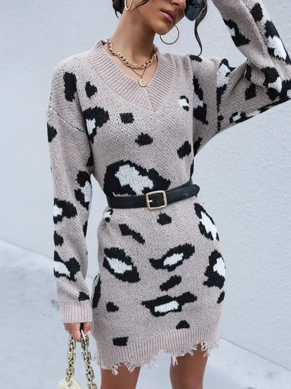 Leopard Print Sweater Dress for Women – Stylish and Cozy Womens Leopard Print Sweater Dress - Shello's Creative Boutique