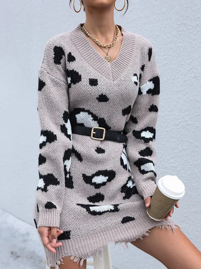 Leopard Print Sweater Dress for Women – Stylish and Cozy Womens Leopard Print Sweater Dress - Shello's Creative Boutique