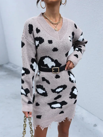 Leopard Print Sweater Dress for Women – Stylish and Cozy Womens Leopard Print Sweater Dress - Shello's Creative Boutique