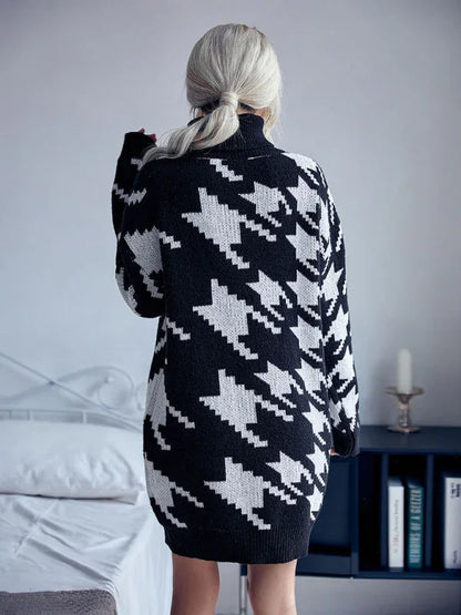 Women's High Neck Sweater Dress - Cozy Loose Fit Long Sleeve Style - Shello's Creative Boutique