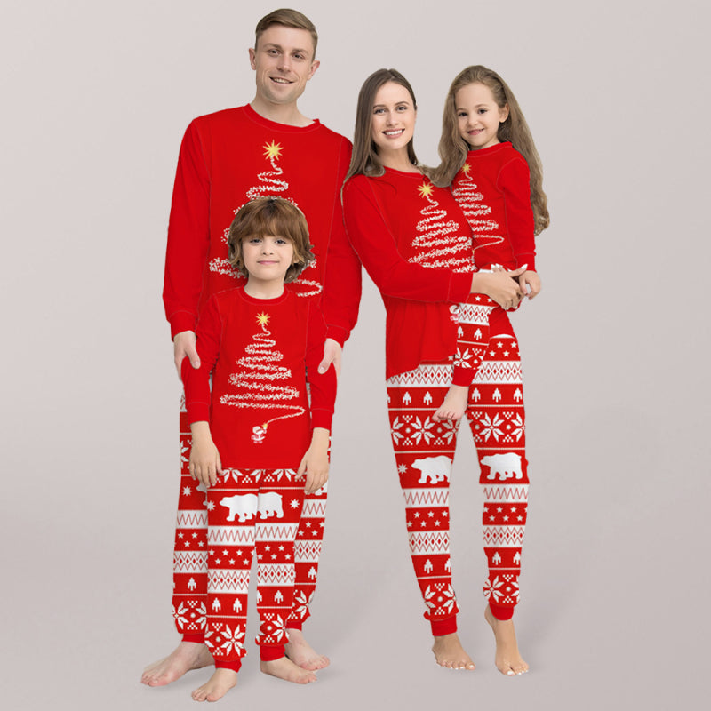 Home clothes printed pajamas Christmas parent-child round neck long sleeve suit Shello's Creative Boutique