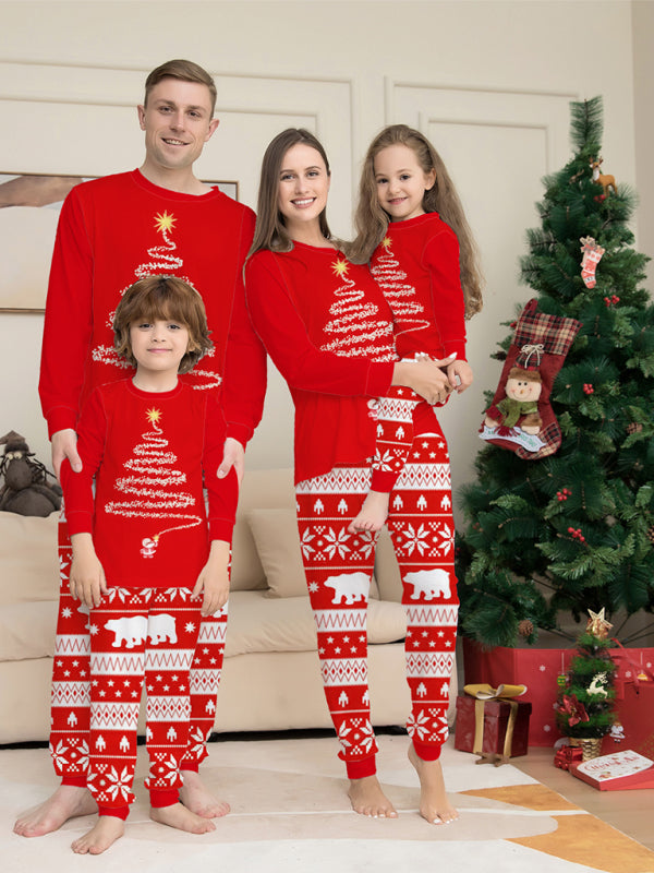 Home clothes printed pajamas Christmas parent-child round neck long sleeve suit Shello's Creative Boutique