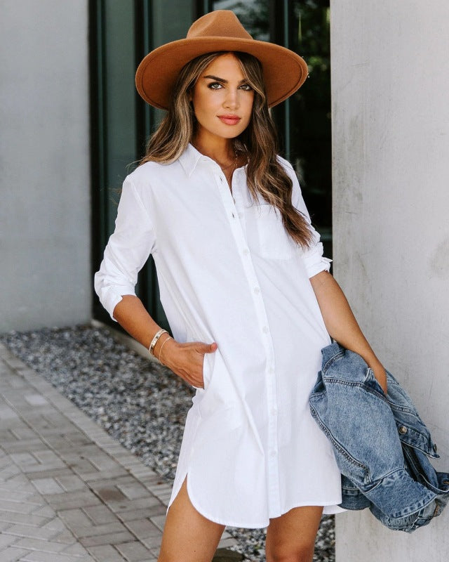 Women's long casual temperament long-sleeved shirt Shello Creative Boutique