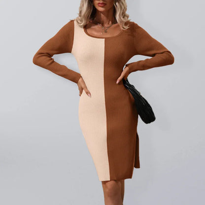 Pullover Commuter Colourblock Knit Shift Sweater Dress - Shello's Creative Boutique