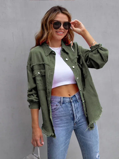 Raw Edge Ripped Denim Jacket – EPROLO Street Rebel Vibe - Shello's Creative Boutique