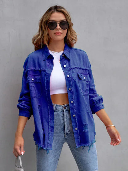 Raw Edge Ripped Denim Jacket – EPROLO Street Rebel Vibe - Shello's Creative Boutique