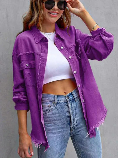 Raw Edge Ripped Denim Jacket – EPROLO Street Rebel Vibe - Shello's Creative Boutique