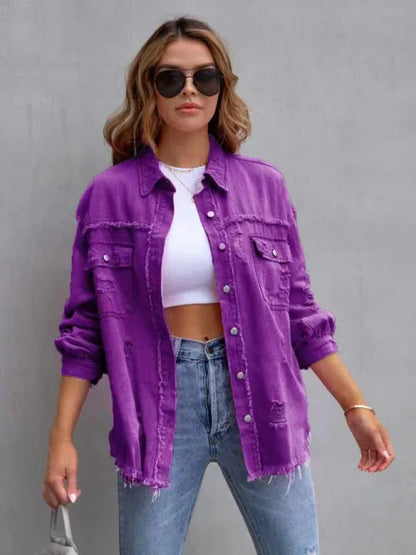 Raw Edge Ripped Denim Jacket – EPROLO Street Rebel Vibe - Shello's Creative Boutique