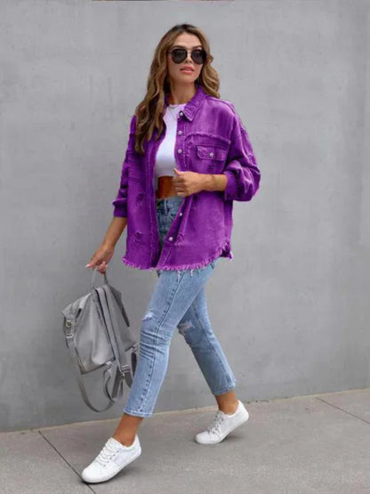 Raw Edge Ripped Denim Jacket – EPROLO Street Rebel Vibe - Shello's Creative Boutique