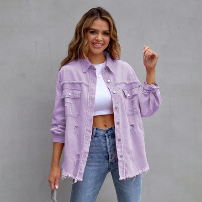 Raw Edge Ripped Denim Jacket – EPROLO Street Rebel Vibe - Shello's Creative Boutique